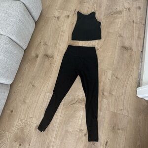Black Crop Top and Leggings Set beyond yoga